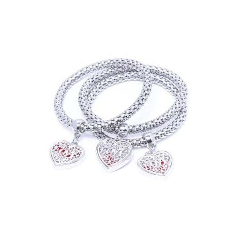 Hearts Crystal Charms Multilayer Bracelets - 3PCS Gold/Silver/Rose Gold Corn
